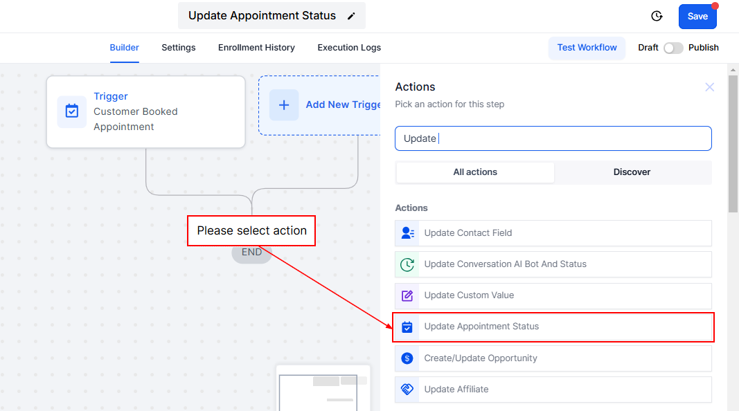 Update Appointment Status – figure 1