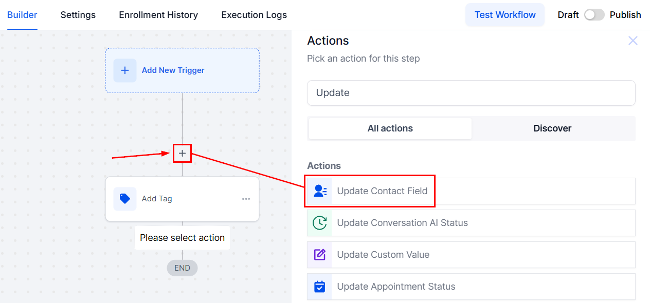 Update Contact Field Action – figure 1