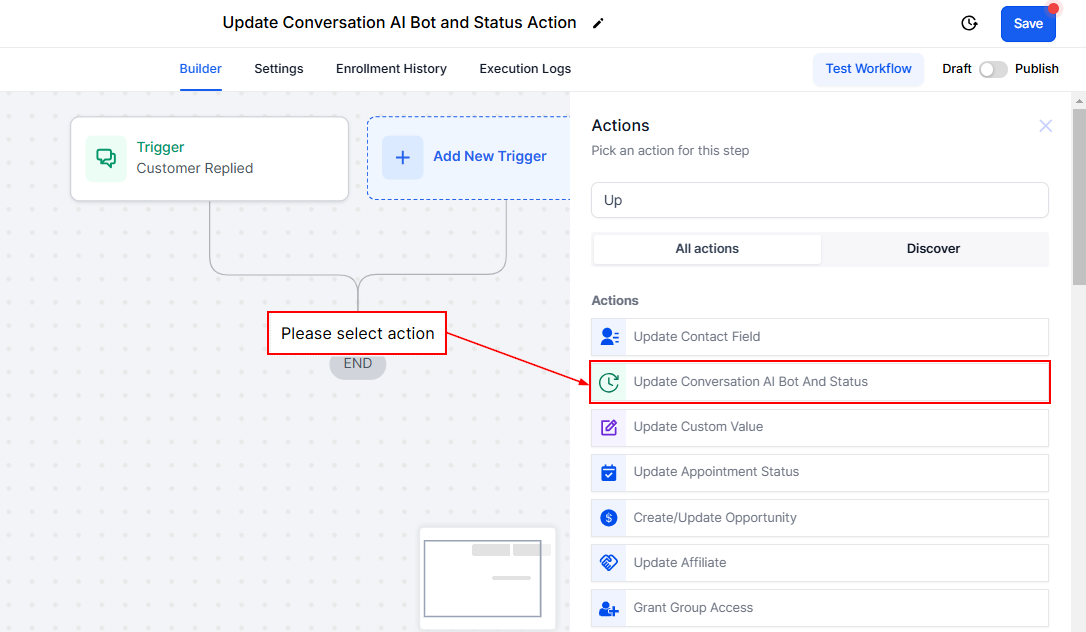 Update Conversation AI Bot and Status Action – figure 1