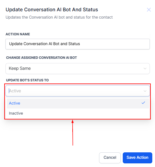 Update Conversation AI Bot and Status Action – figure 3
