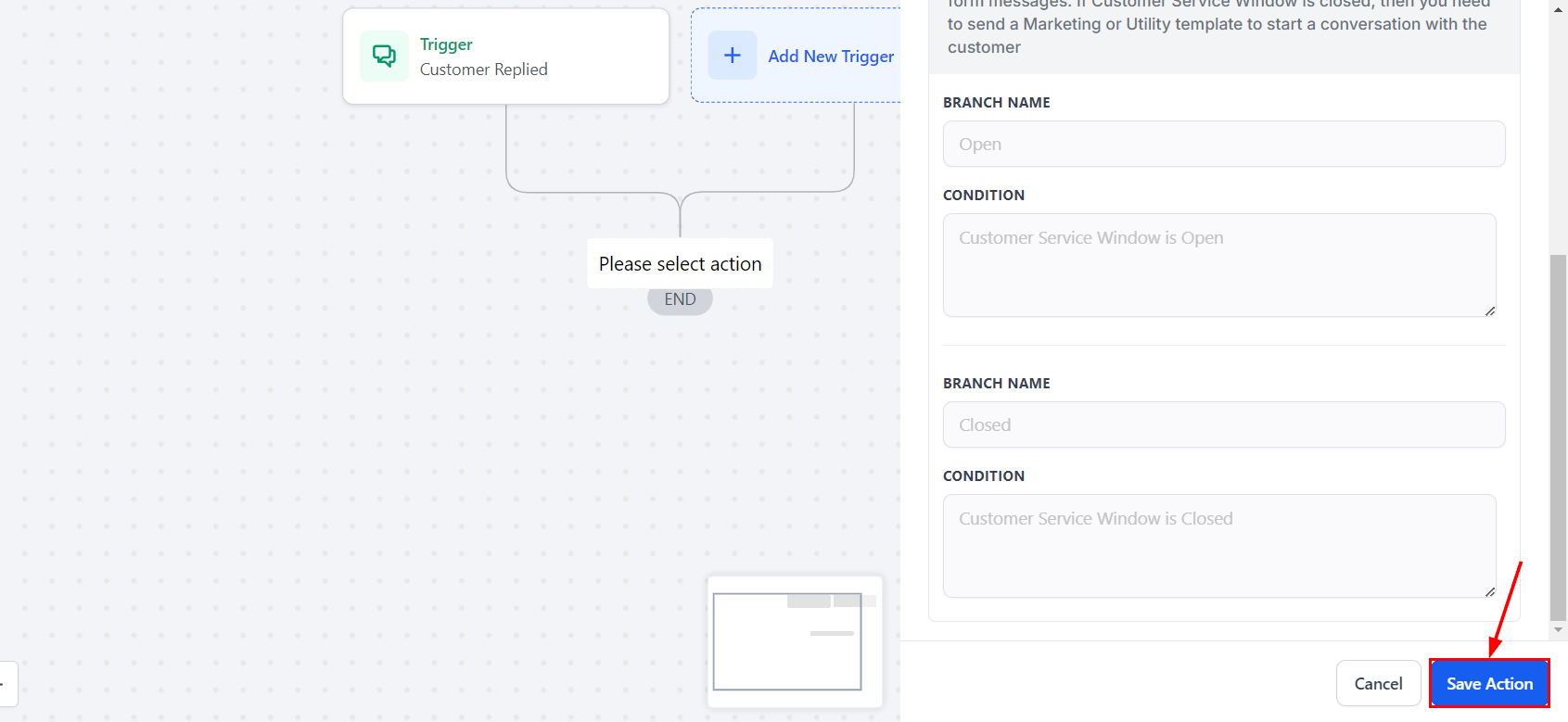 WhatsApp Customer Service Window Check Action – figure 4