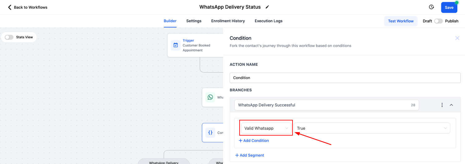 WhatsApp Delivery Status in Workflows – figure 4