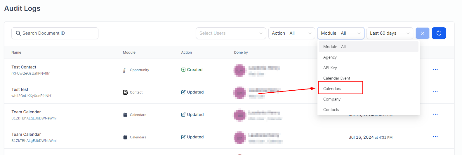 Audit Logs & Calendars – figure 1