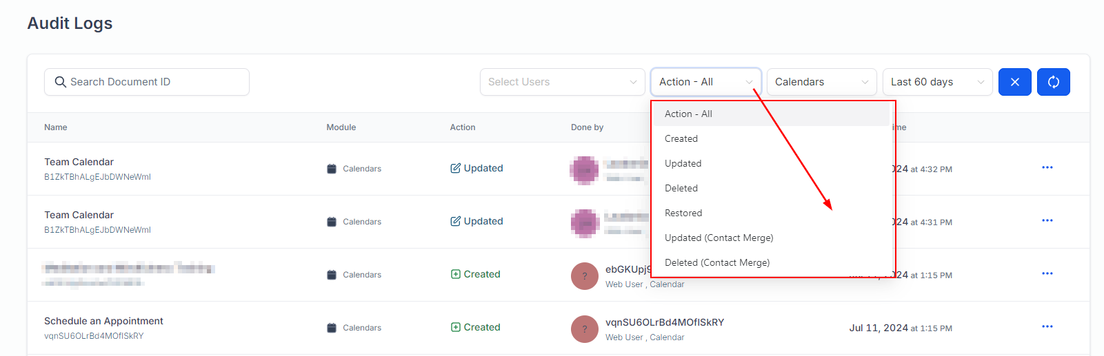 Audit Logs & Calendars – figure 2