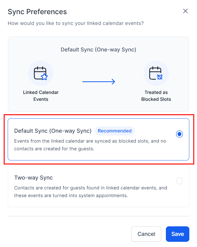 Calendar Sync Options – figure 2