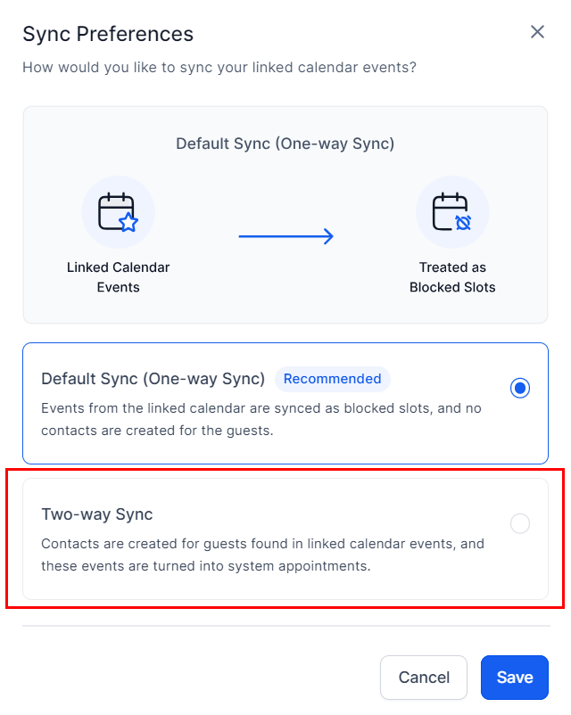 Calendar Sync Options – figure 3