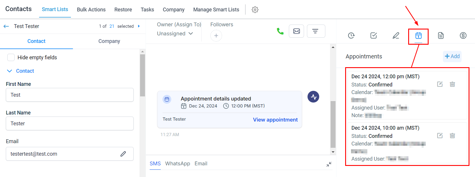 Find Appointments within a Contact – figure 3