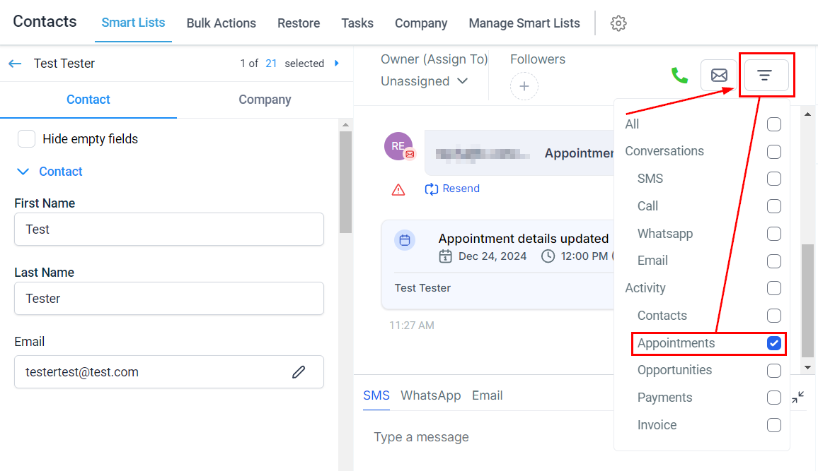 Find Appointments within a Contact – figure 4