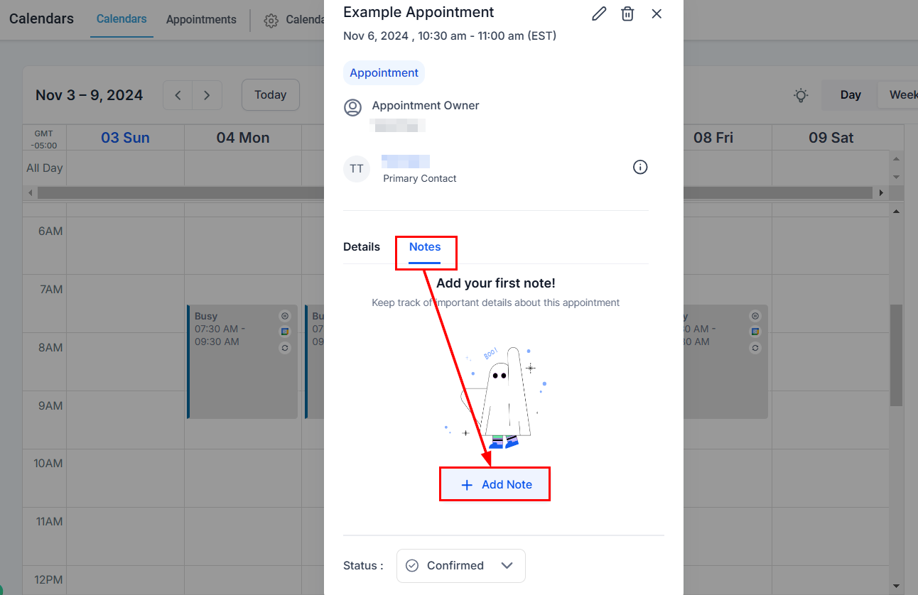 How to Add Notes to Appointments – figure 2