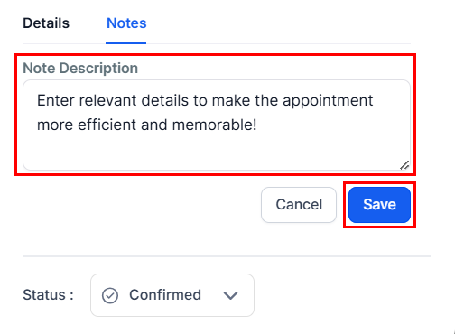 How to Add Notes to Appointments – figure 3