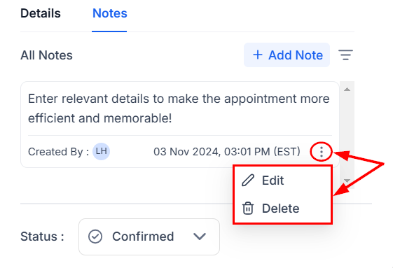 How to Add Notes to Appointments – figure 6