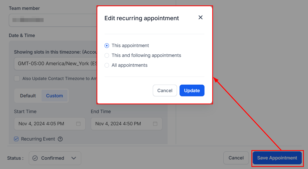 How to Create and Edit a Recurring Appointment – figure 8