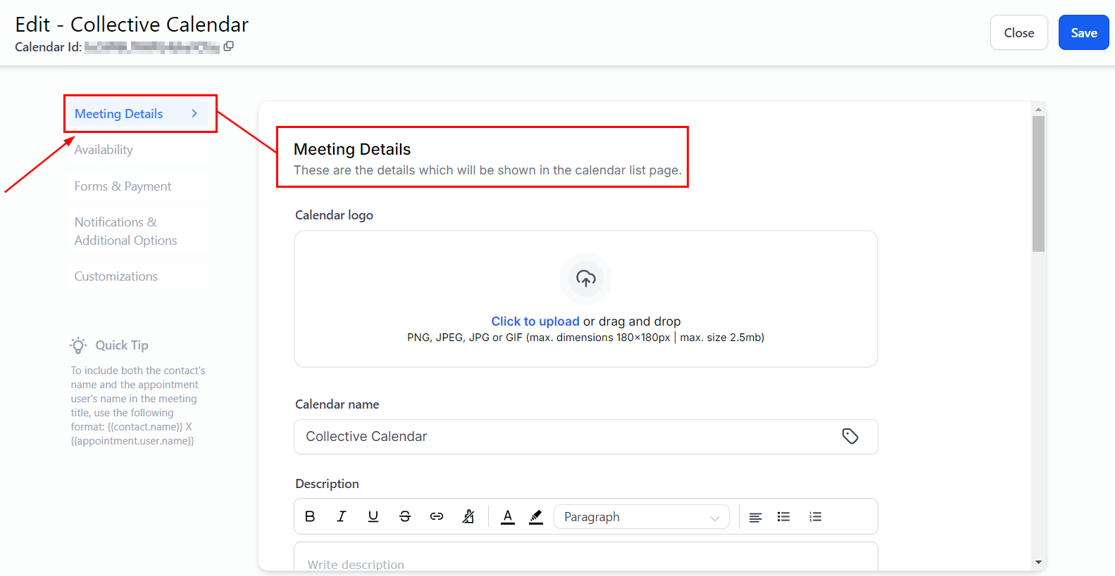 How to use Collective Bookings in Calendars – figure 4