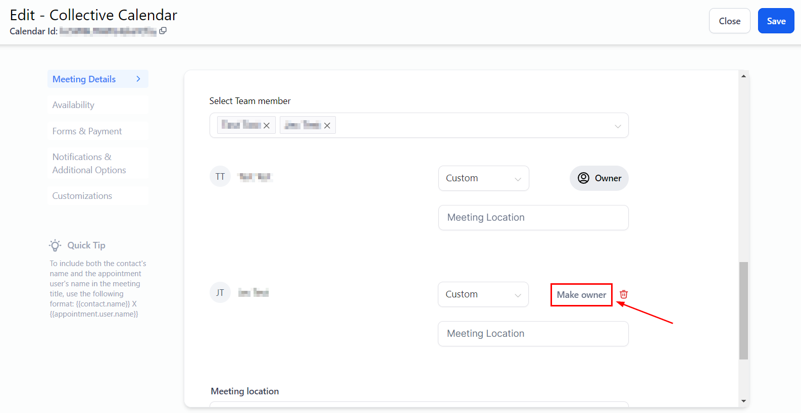 How to use Collective Bookings in Calendars – figure 5