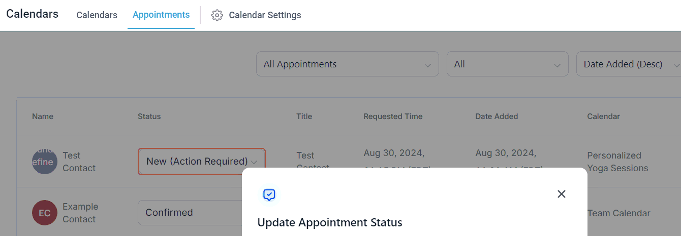 Manual Confirmation of Appointments – figure 7