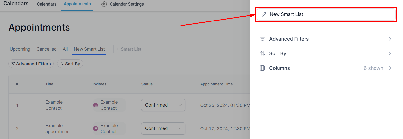 Smart Lists in Appointments – figure 2