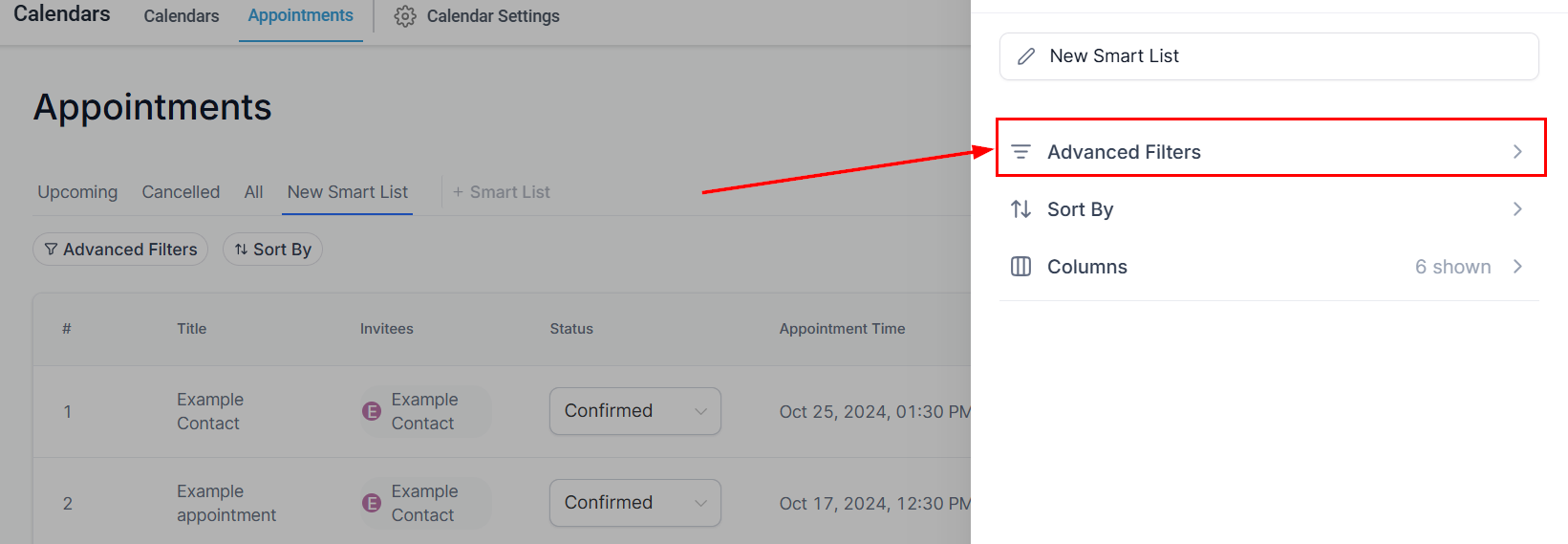 Smart Lists in Appointments – figure 3