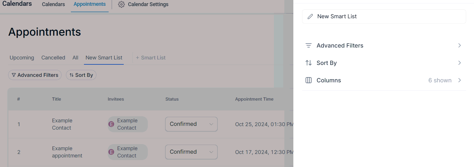Smart Lists in Appointments – figure 4