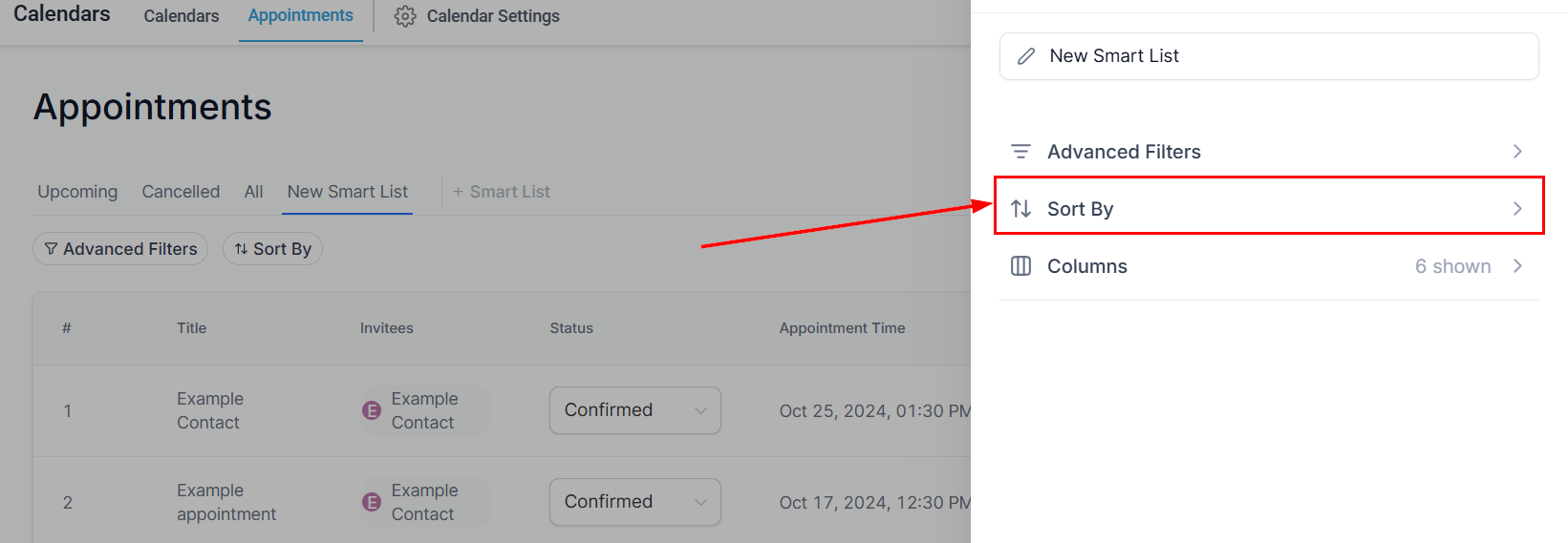 Smart Lists in Appointments – figure 6