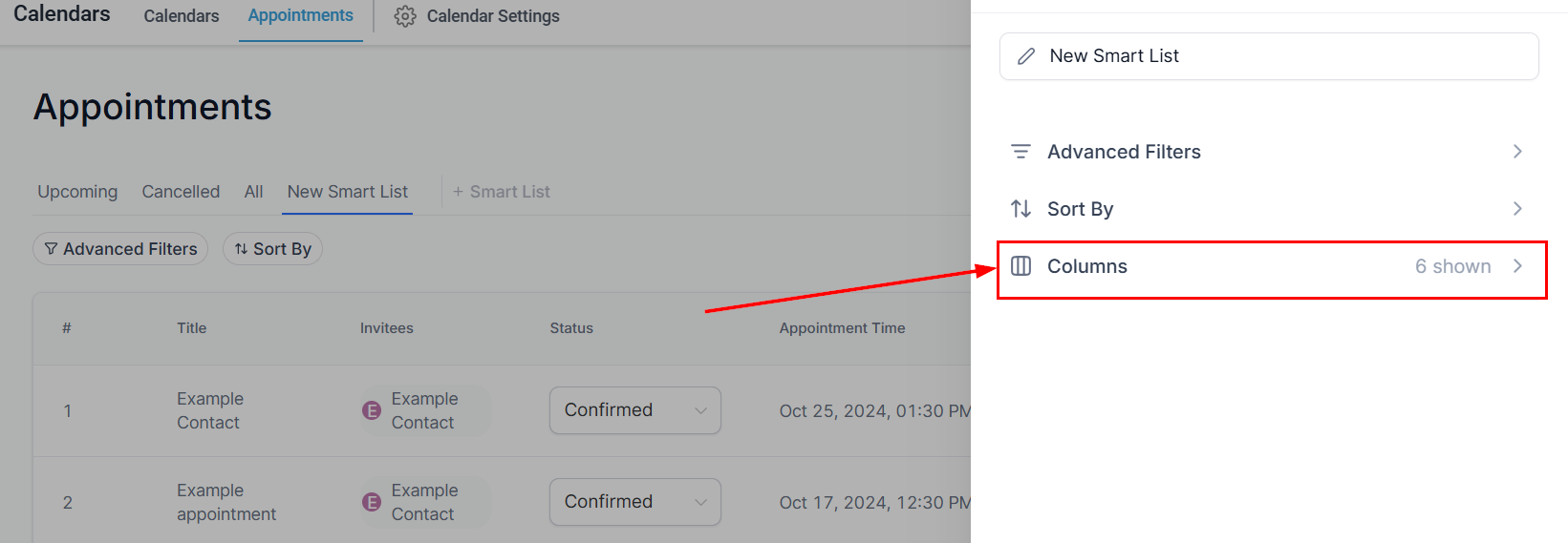 Smart Lists in Appointments – figure 8