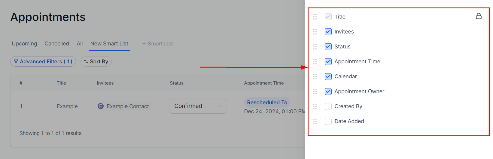 Smart Lists in Appointments – figure 9