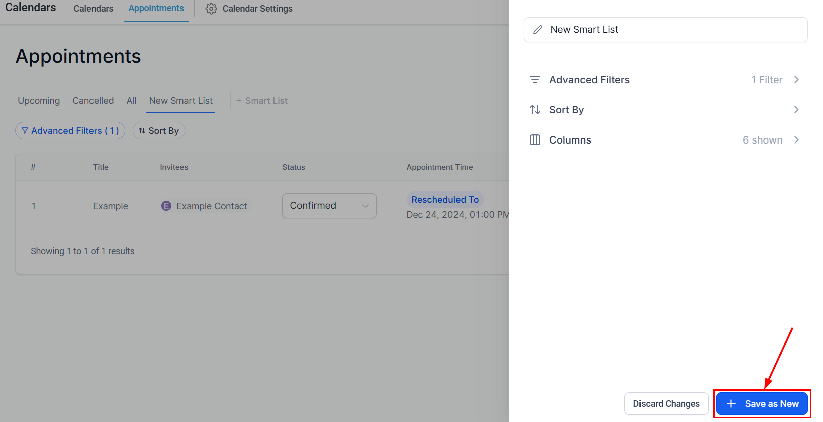 Smart Lists in Appointments – figure 10