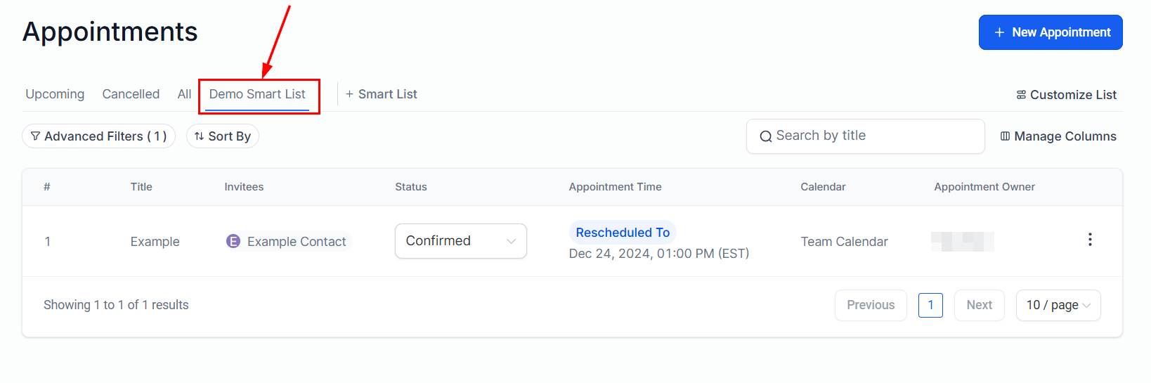 Smart Lists in Appointments – figure 11