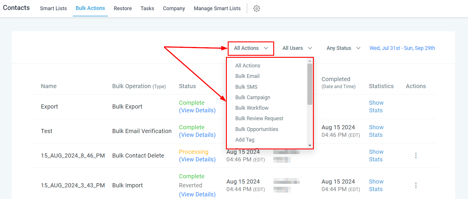 Bulk Actions - Overview – figure 2