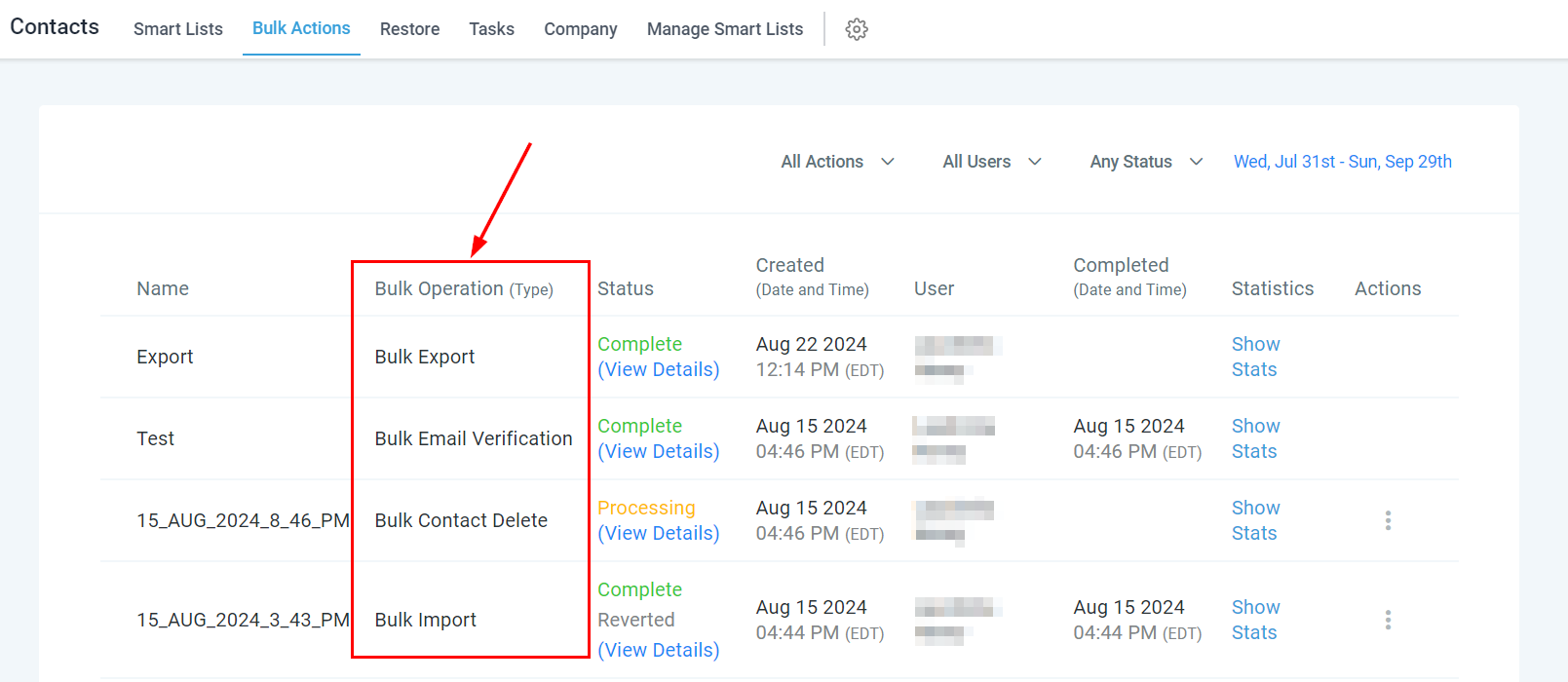 Bulk Actions - Overview – figure 7