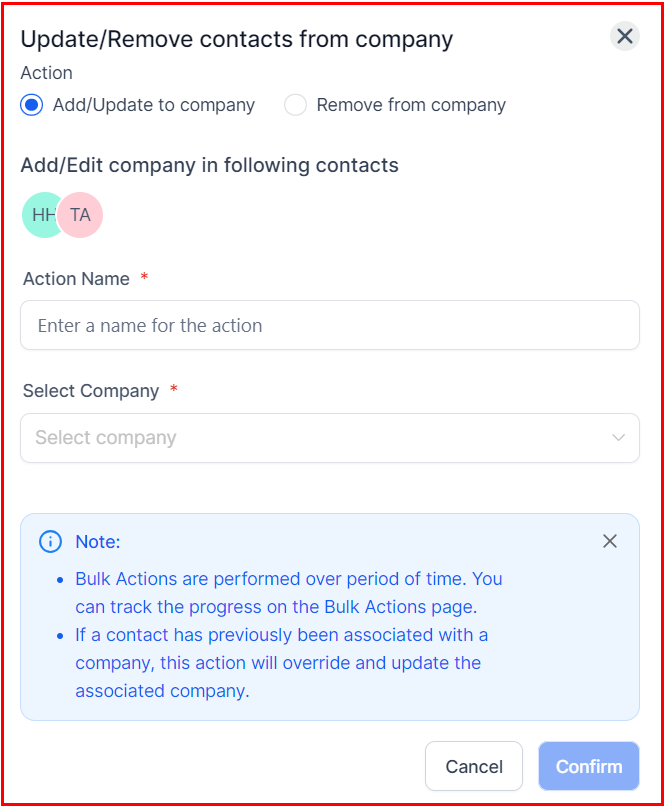 Company Bulk Action – figure 2