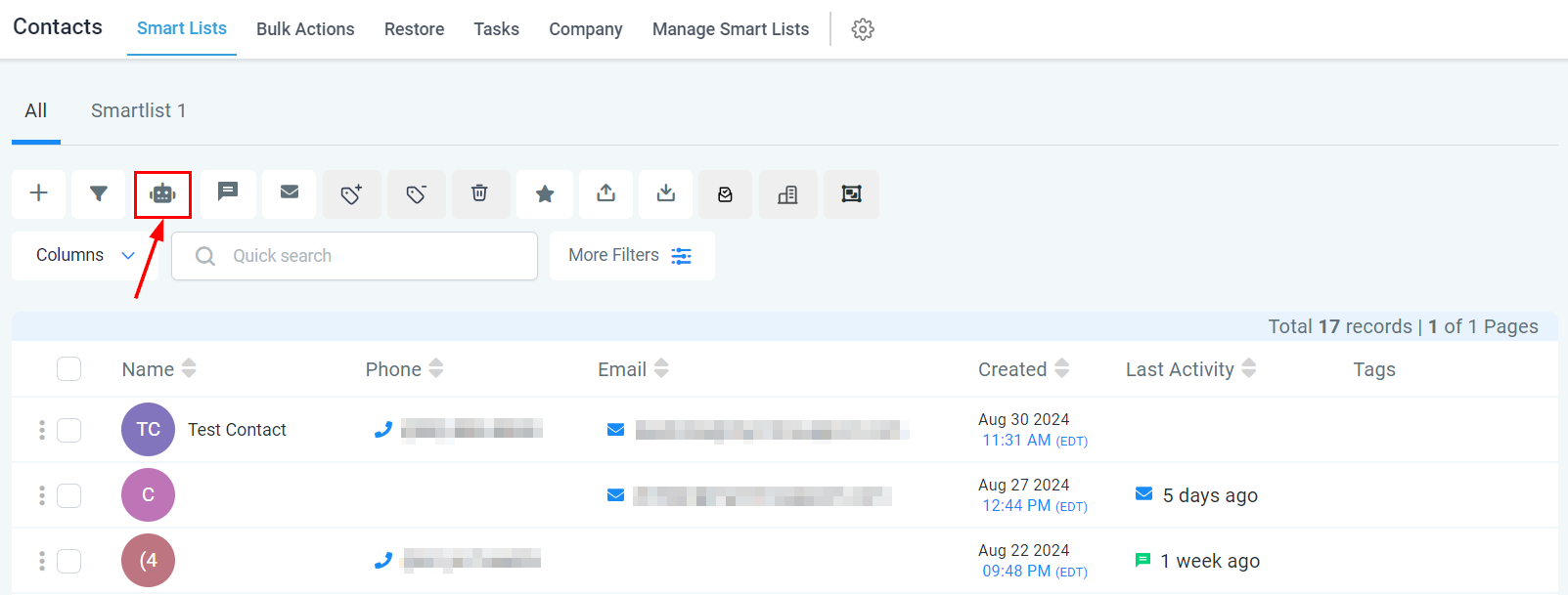 Smart List Quick Action Buttons – figure 3