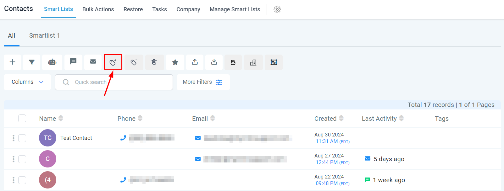 Smart List Quick Action Buttons – figure 6
