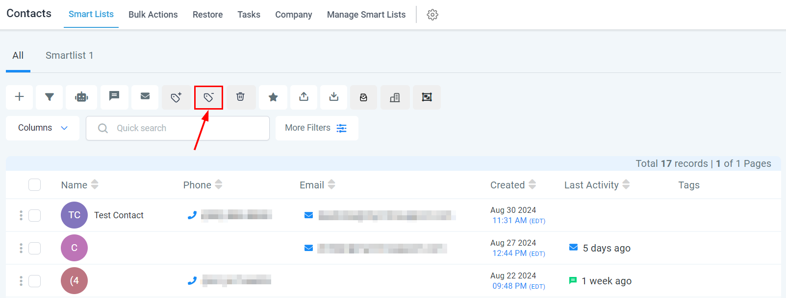 Smart List Quick Action Buttons – figure 7