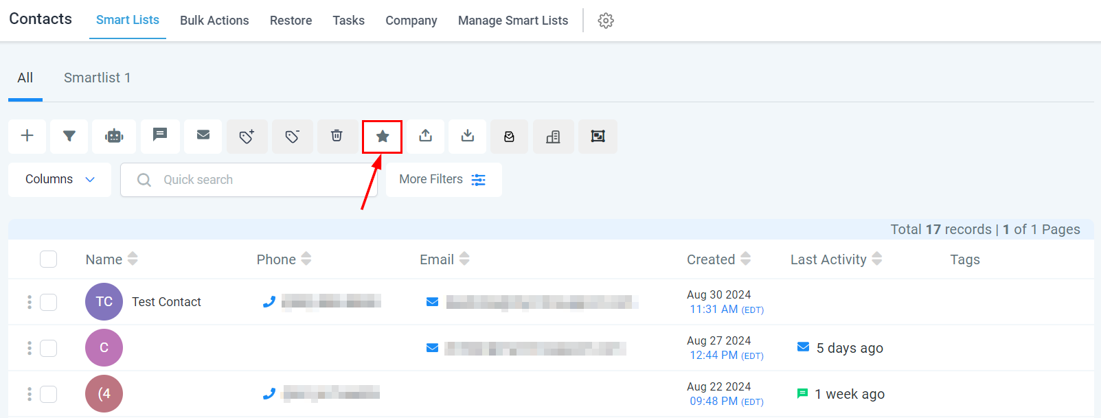 Smart List Quick Action Buttons – figure 9