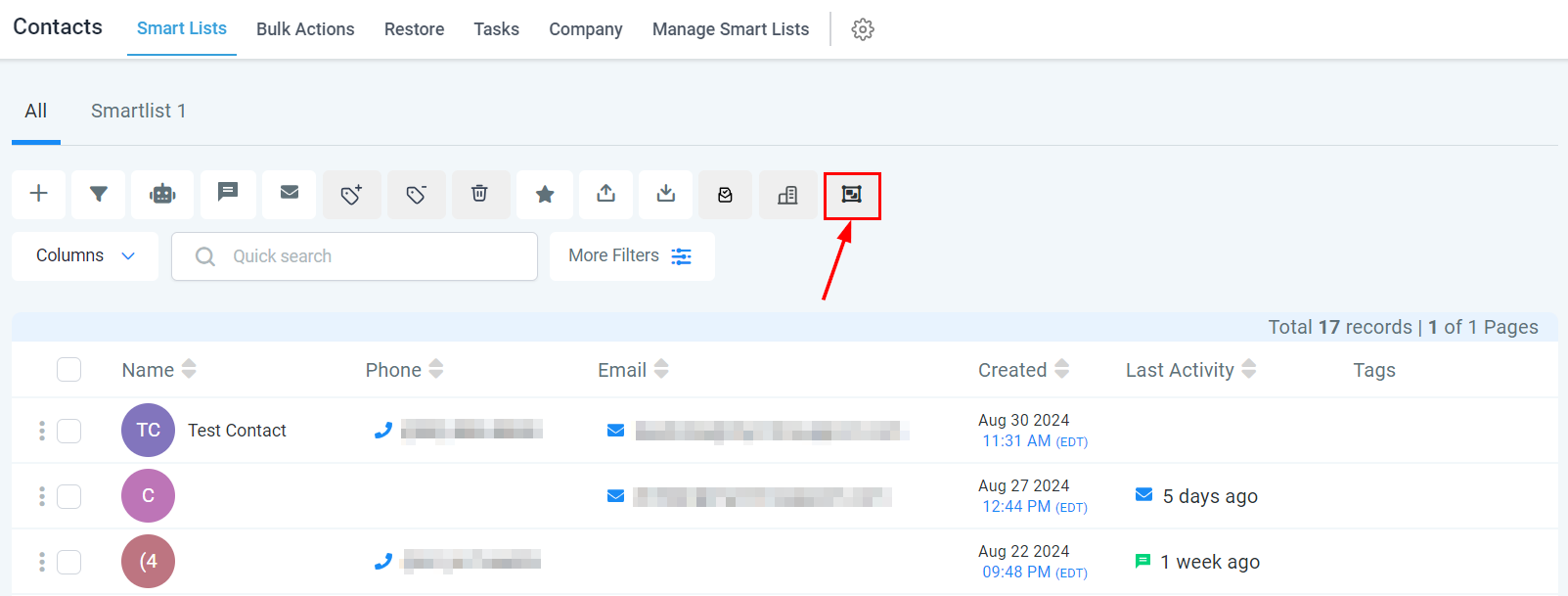 Smart List Quick Action Buttons – figure 14