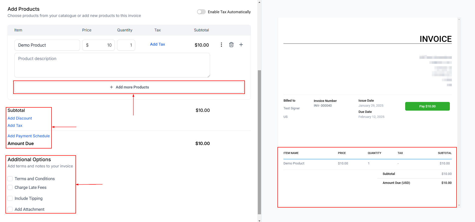 Subscriptions & Invoices in Contact Details – figure 9