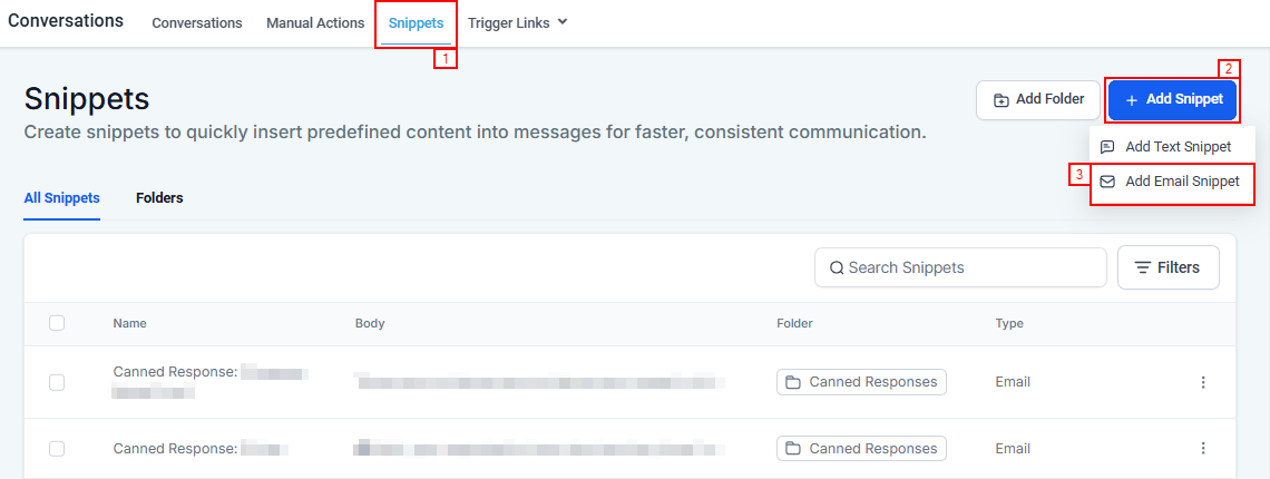 Add Email Snippet – figure 1