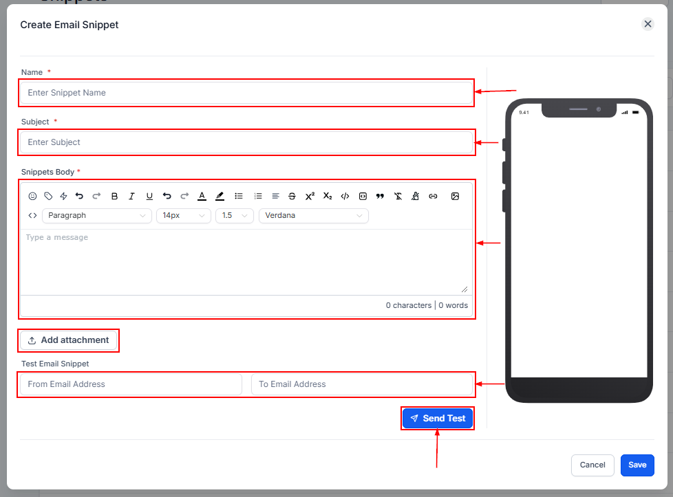 Add Email Snippet – figure 2