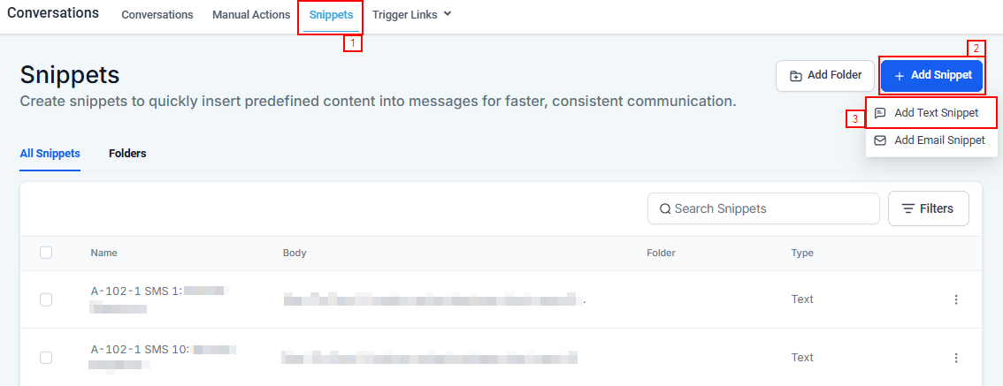 Add Text Snippet – figure 1