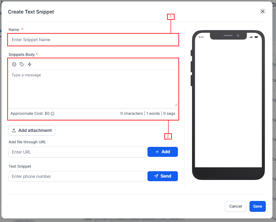Add Text Snippet – figure 2