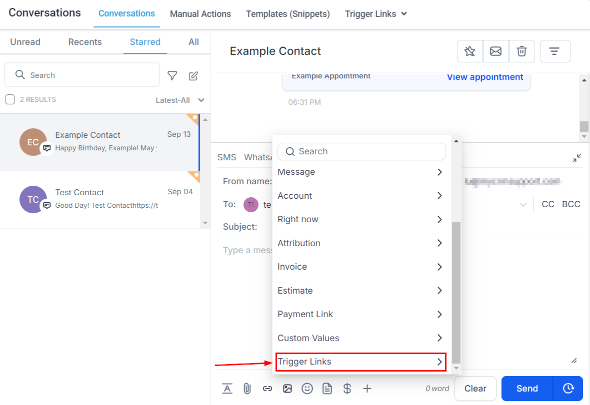 Adding Custom Values & Trigger Links to Messages – figure 5