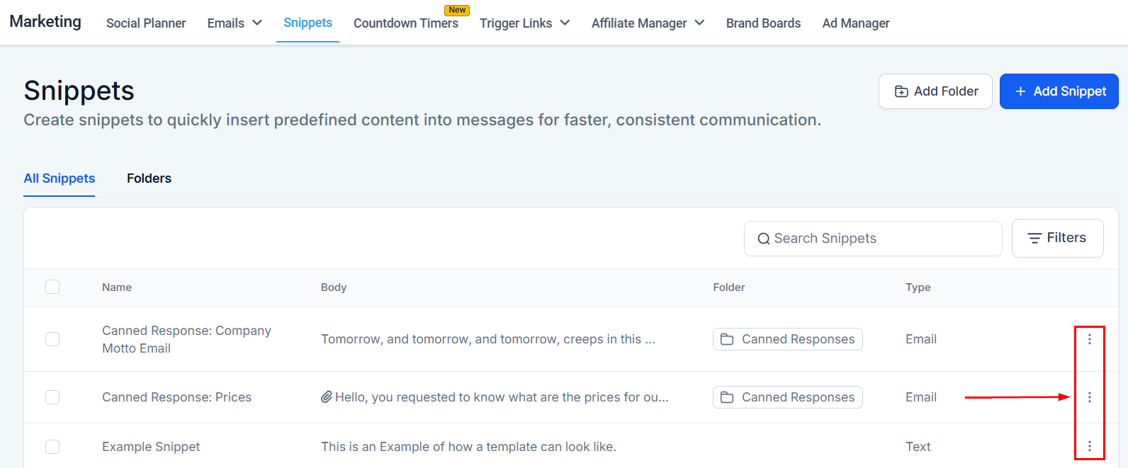 Create & Use SMS Snippets – figure 7