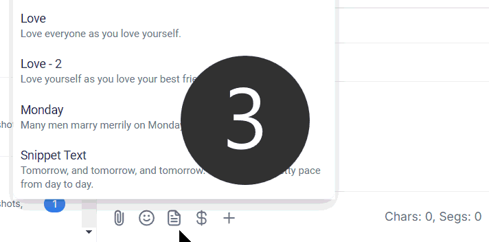 Create & Use SMS Snippets – figure 11