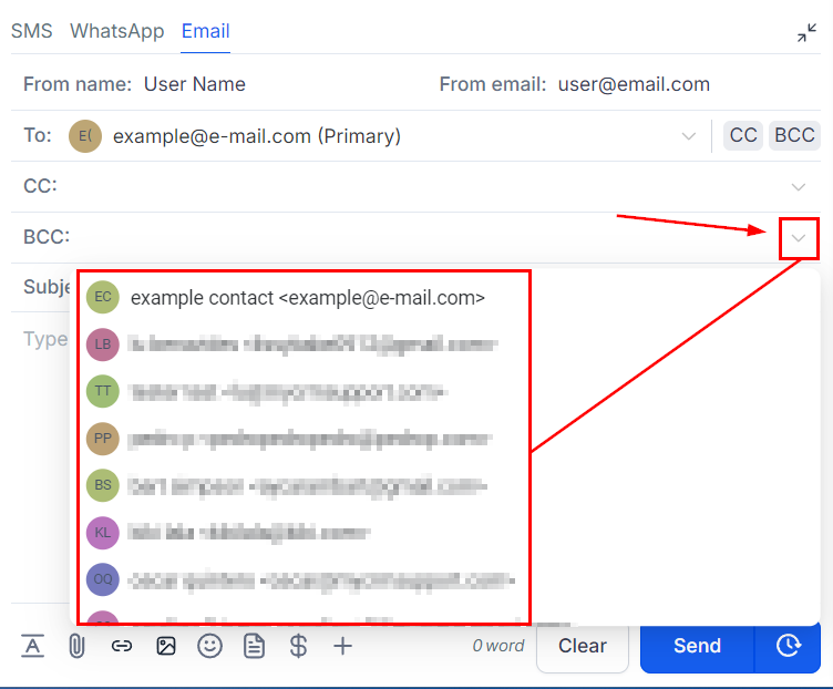 How to CC and BBC for email composer – figure 3
