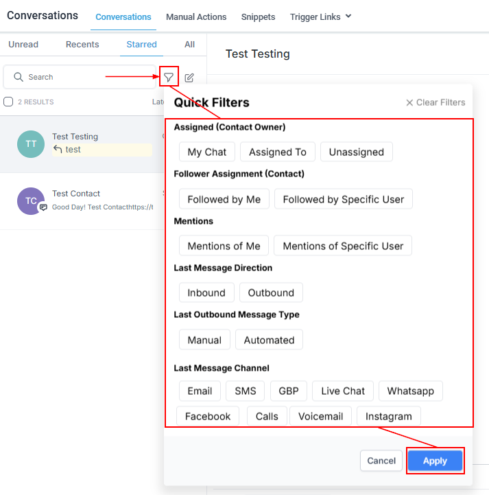 How To use Conversation Filters & Bulk Actions Overview – figure 7