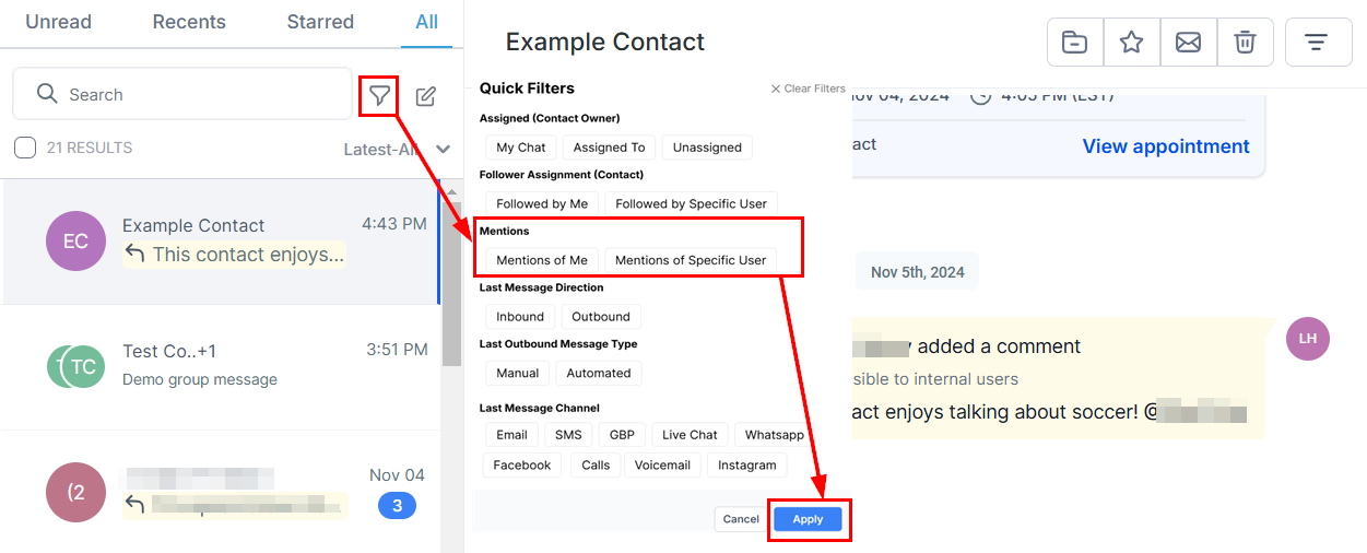 Internal Comments in Conversations – figure 5