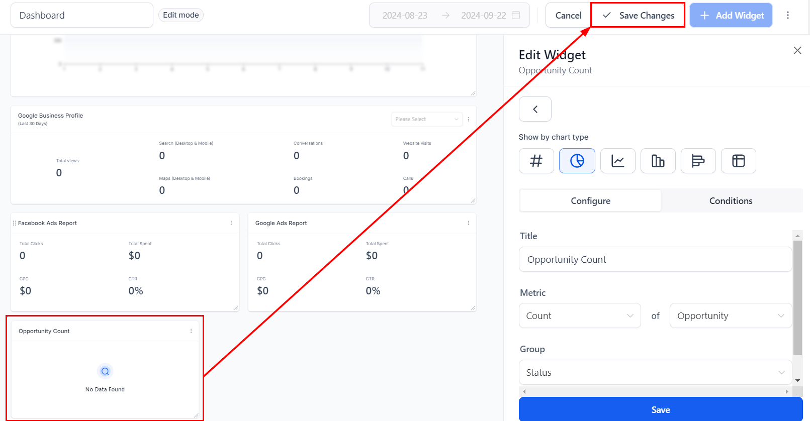 Adding a Widget to the Dashboard – figure 4