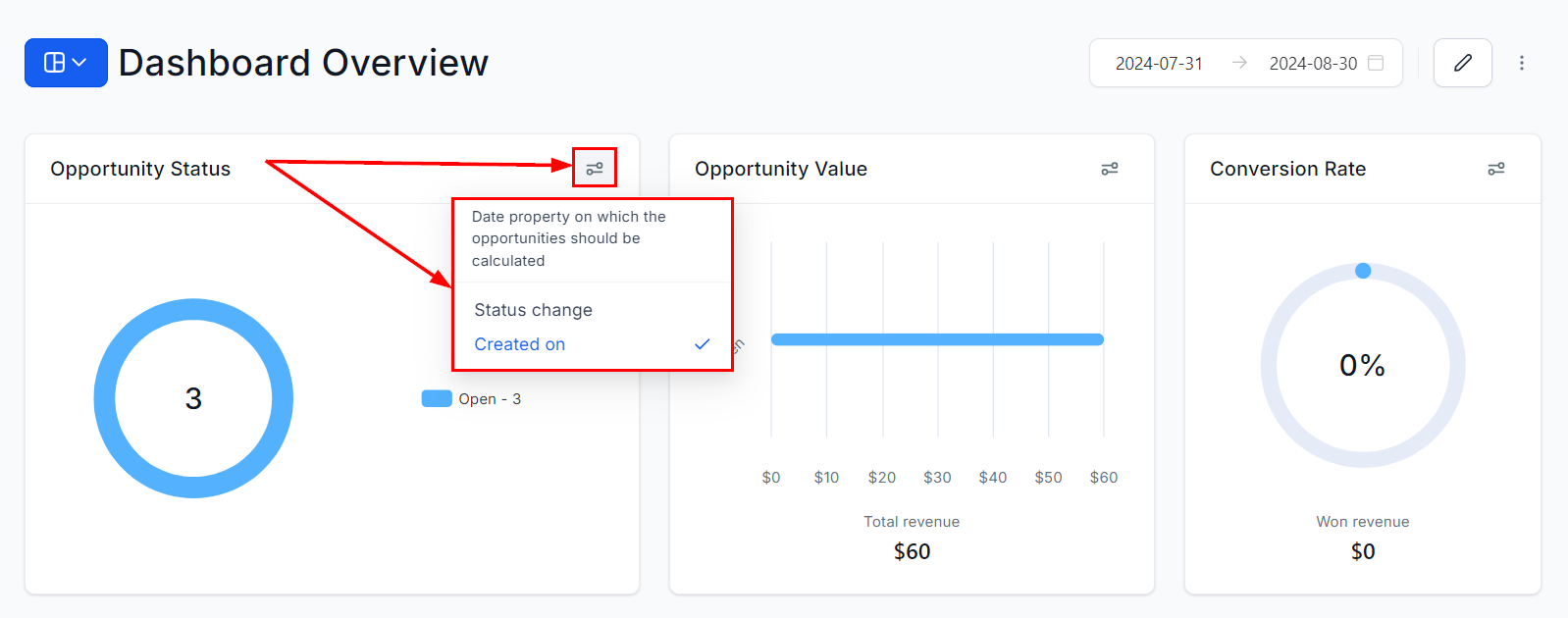 Dashboard Opportunity Date Filter – figure 2