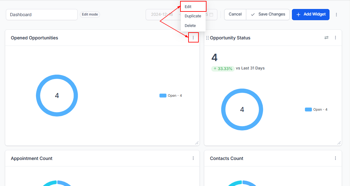 Edit Widgets on the Dashboard – figure 2