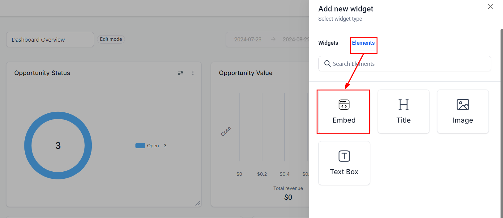 How to Add the Embed Element to Your Dashboard – figure 3